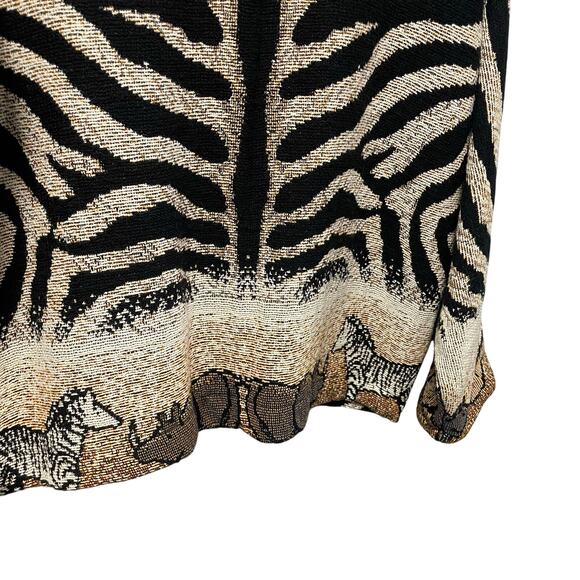Vintage Sugar Street Weavers Safari Animal Print Button Up Sweater Jacket Medium - Picture 10 of 10